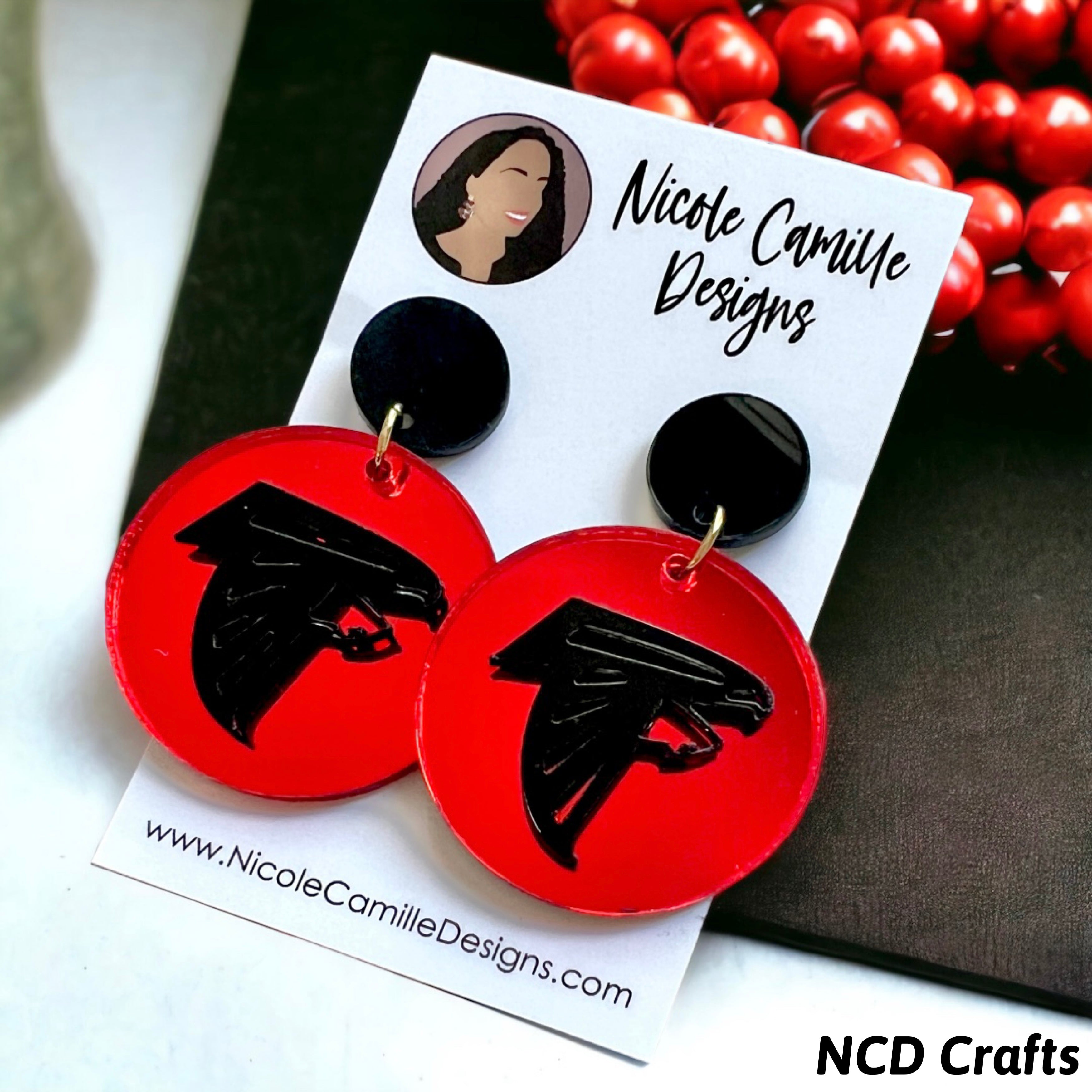 Arizona Cardinals Logo Wire Earrings, Red