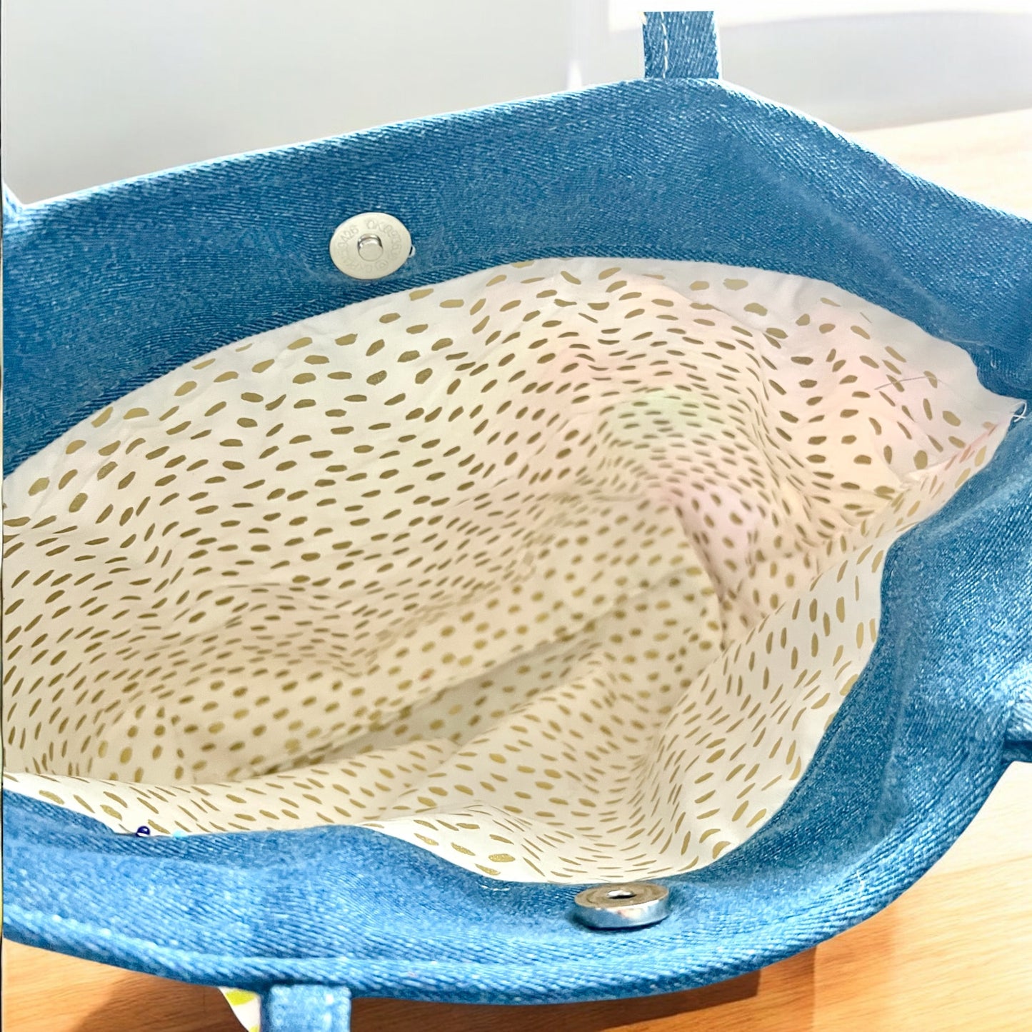 Bold Watercolor Floral Print Ruffle & Denim Purse (Prototype)