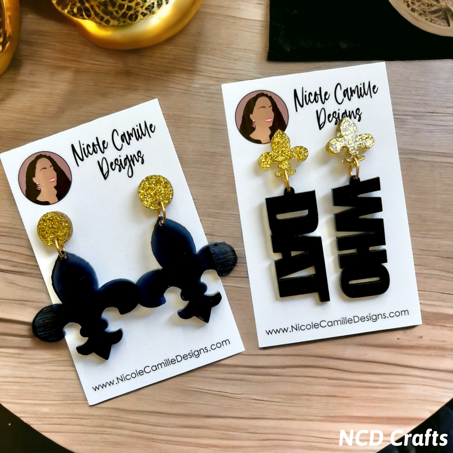 New Orleans Saints Acrylic Earrings