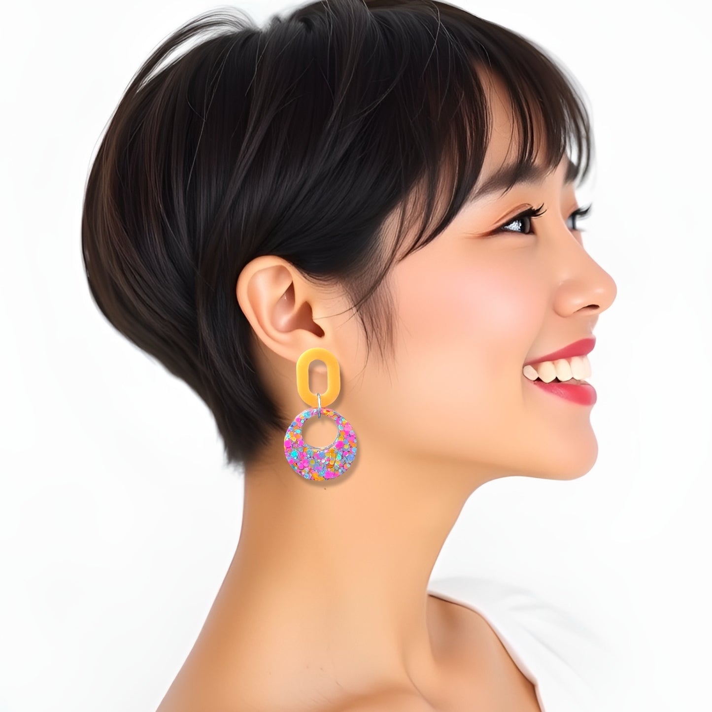 Tangerine & Spring Confetti Glitter Resin Earrings