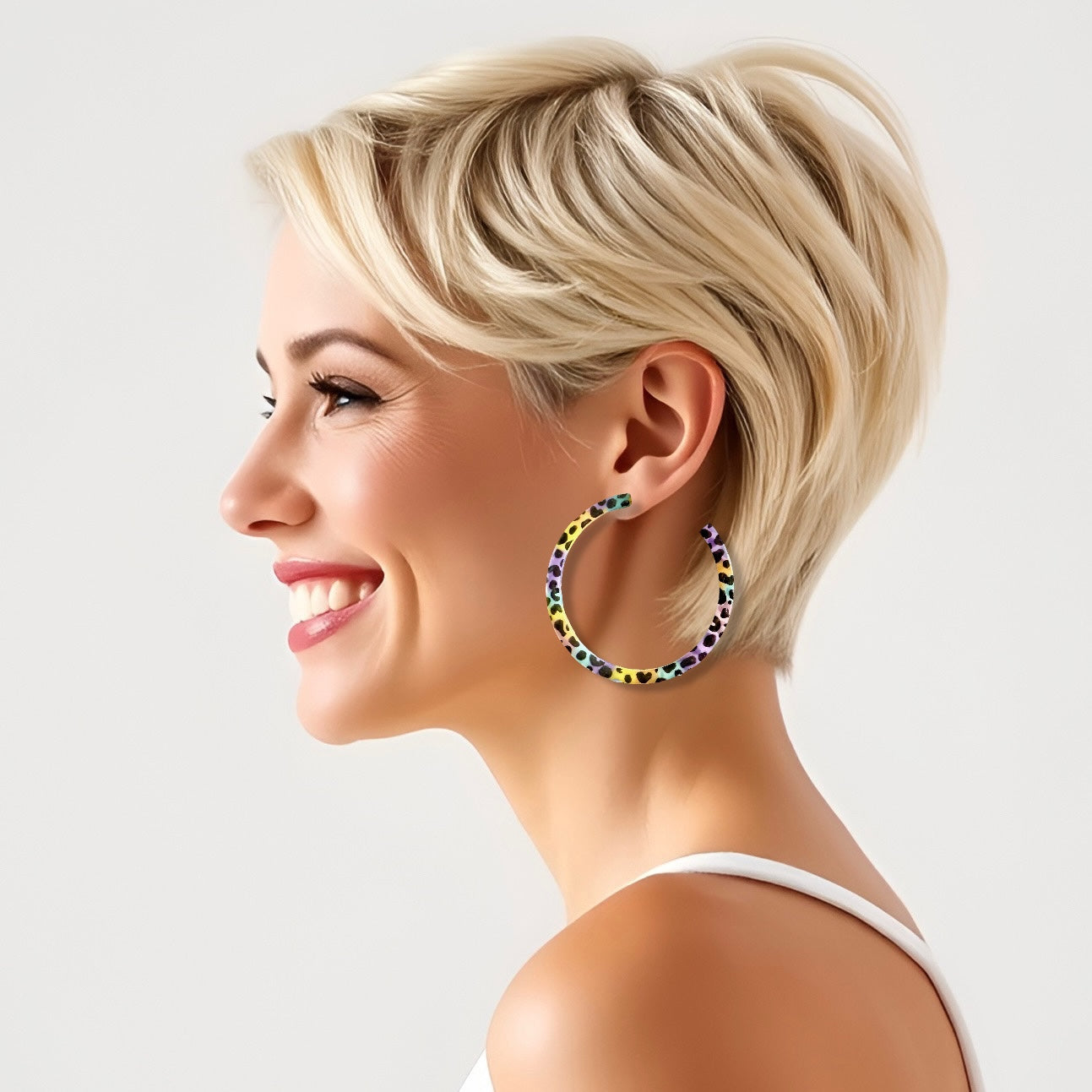 Pastel Mix Leopard Jumbo Hoops Resin Earrings