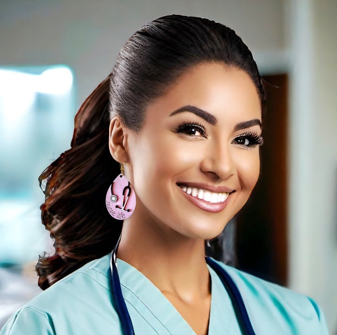 Nurse Life Wood Earrings