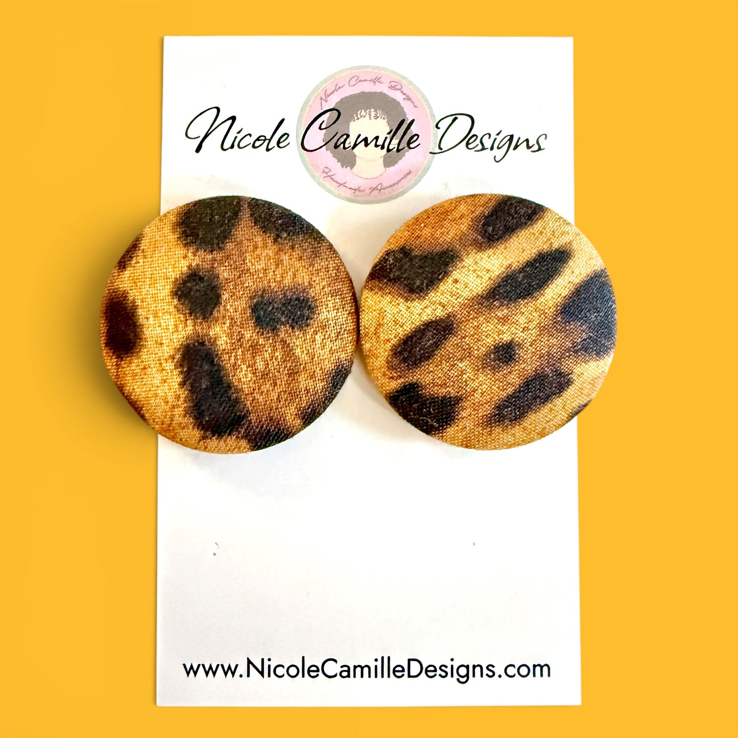 LeopardDot Fabric Button Earrings