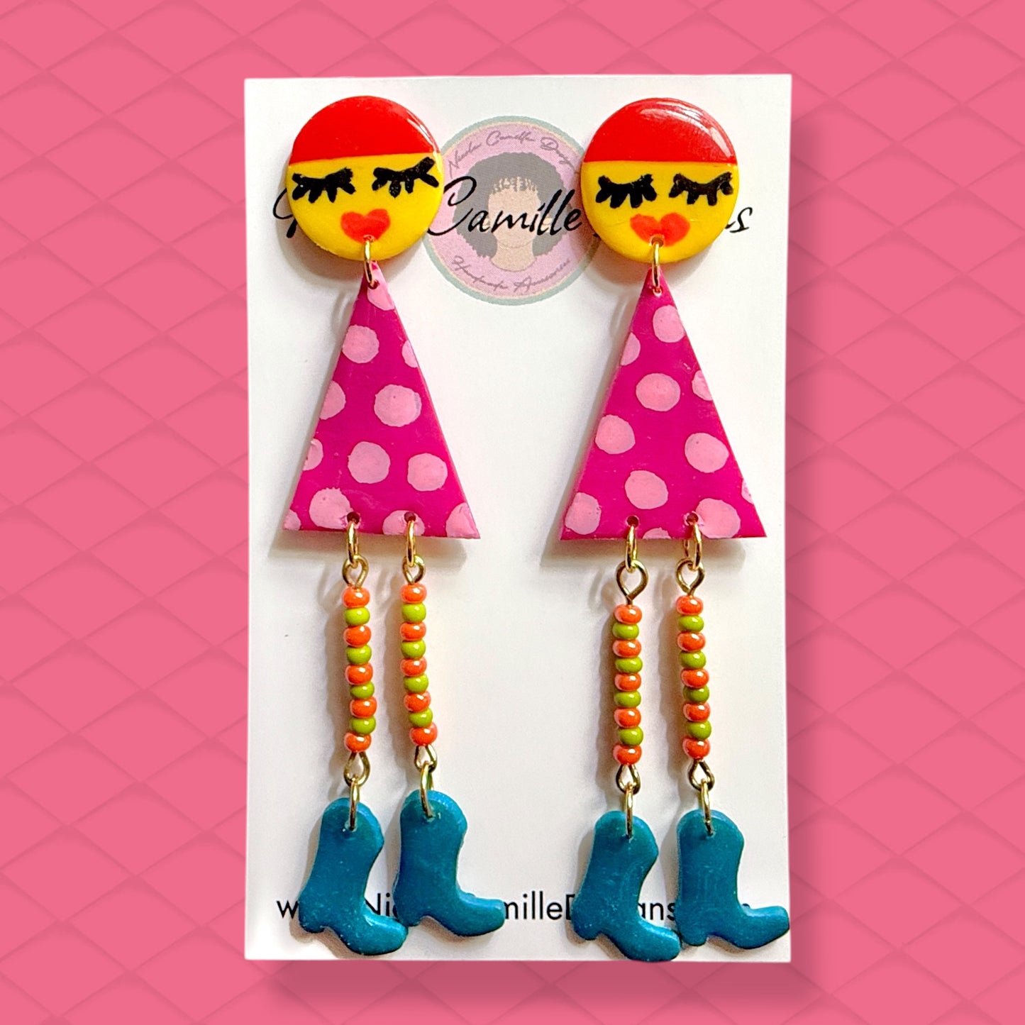 Lady Long Legs Clay Earrings (Fuschia)