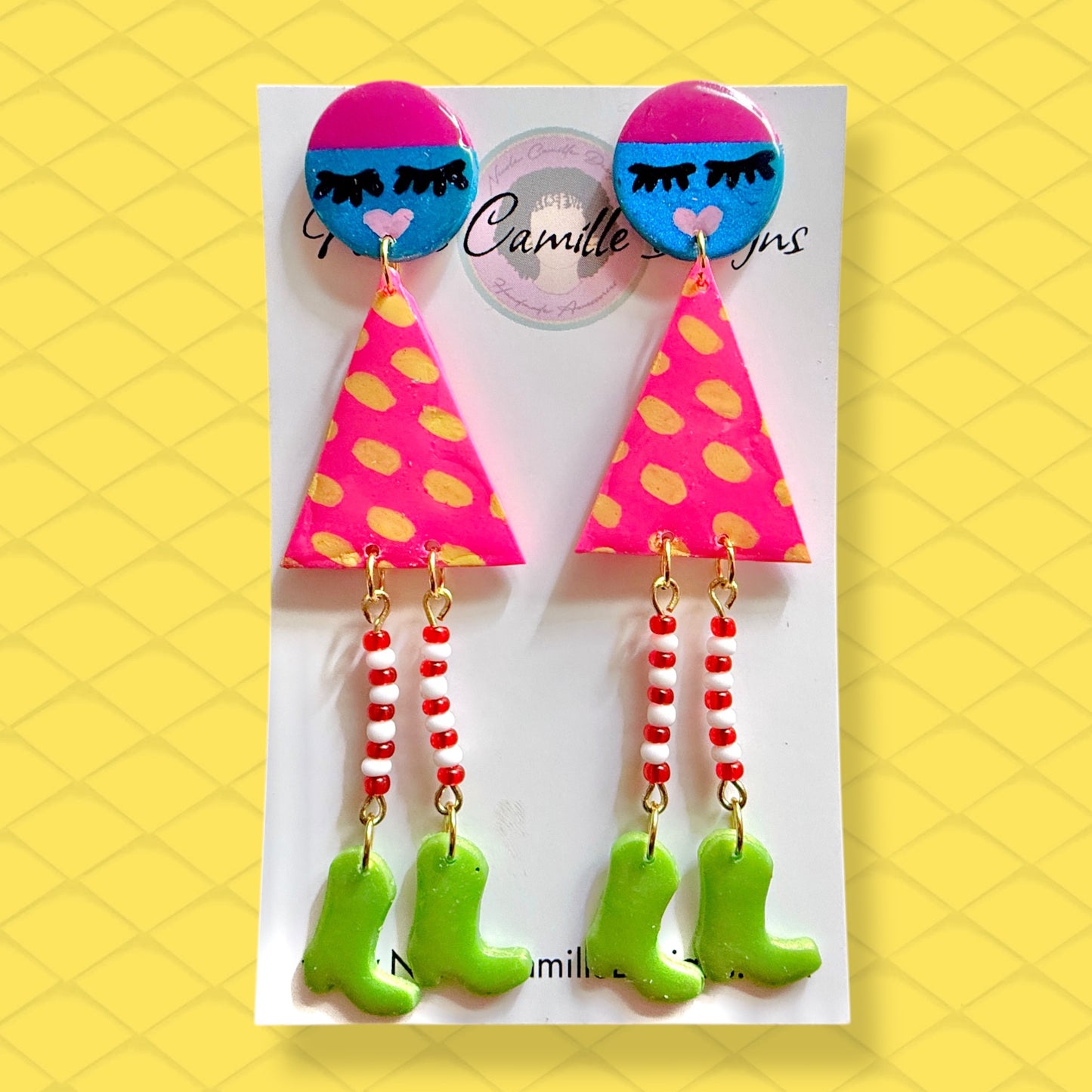 Lady Long Legs Clay Earrings (Hot Pink)