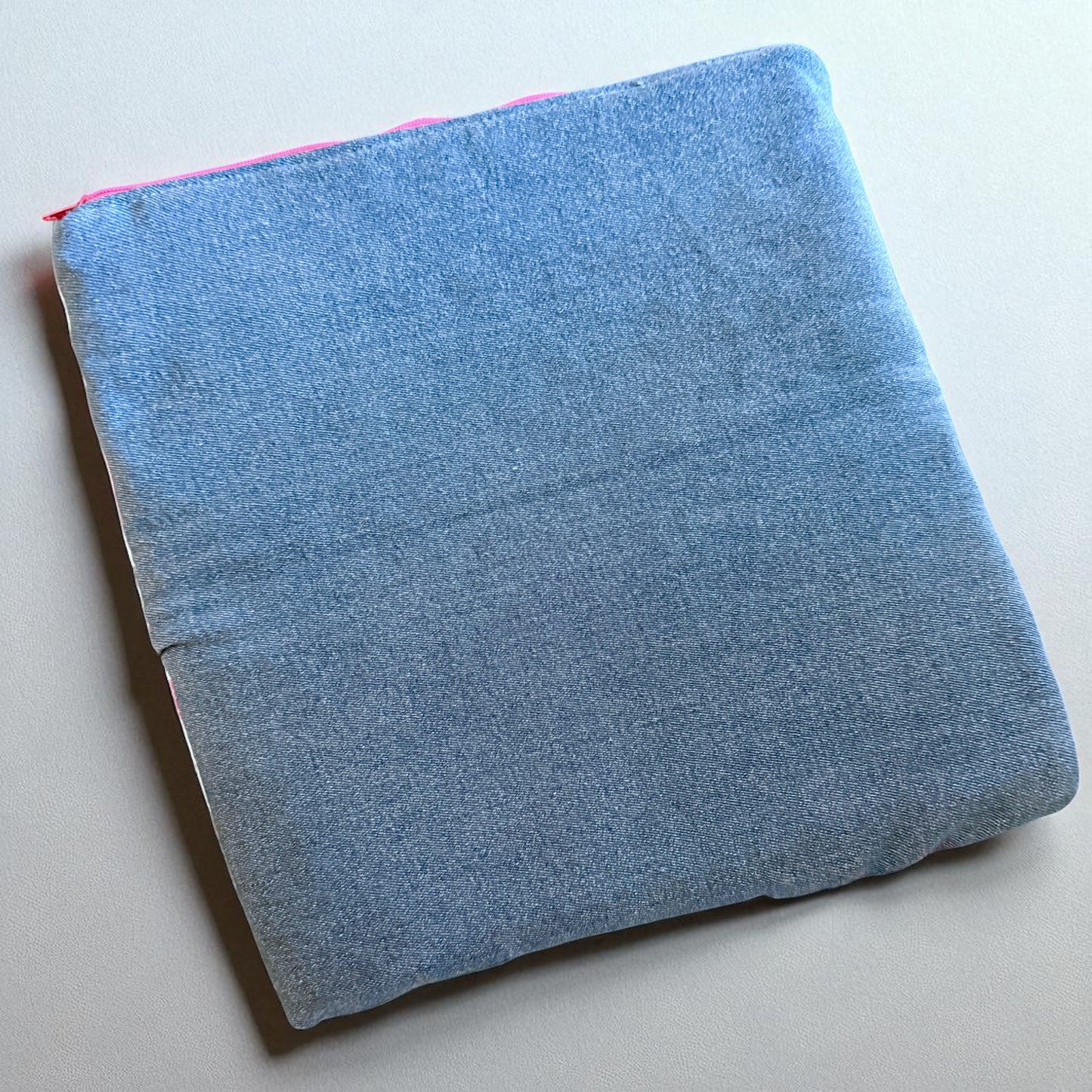 Pink Floral & Denim Ruffle Foldover Clutch