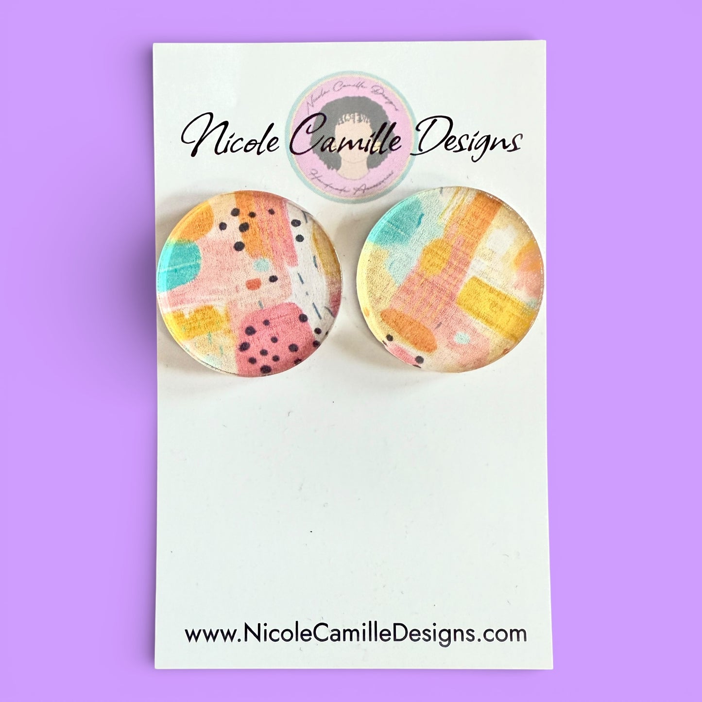 Spring Print Studs Acrylic Earrings