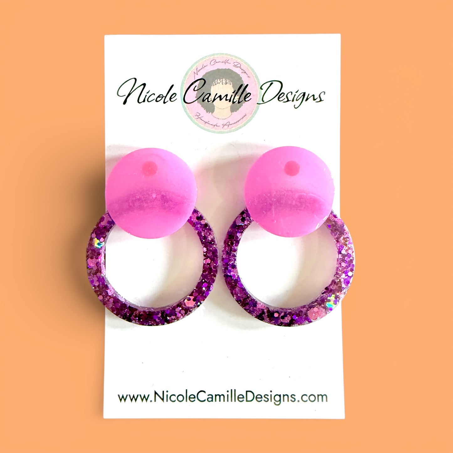 Pink & Fuschia Glitter Resin Earrings