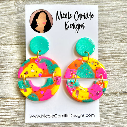 Colorful Mix Glittery "Lisbon" Clay Earrings
