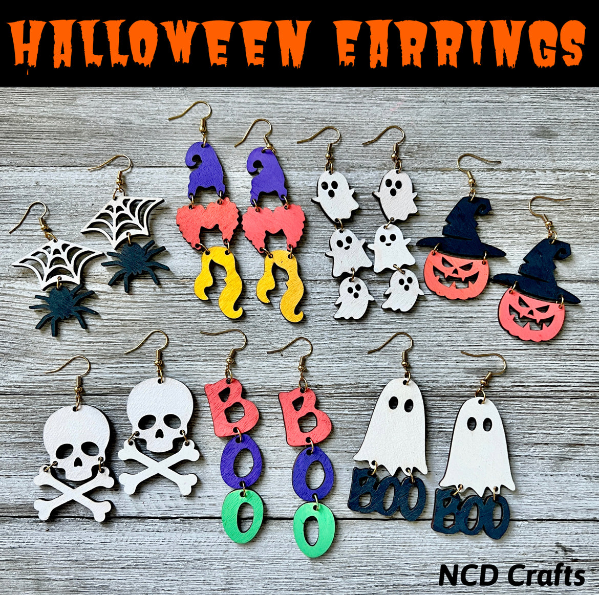 Halloween Wood Earrings