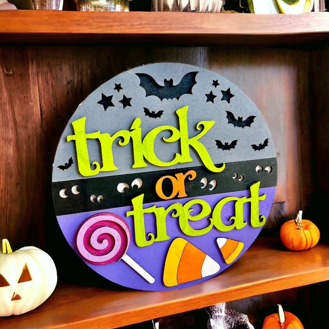 Trick Or Treat Wood Sign
