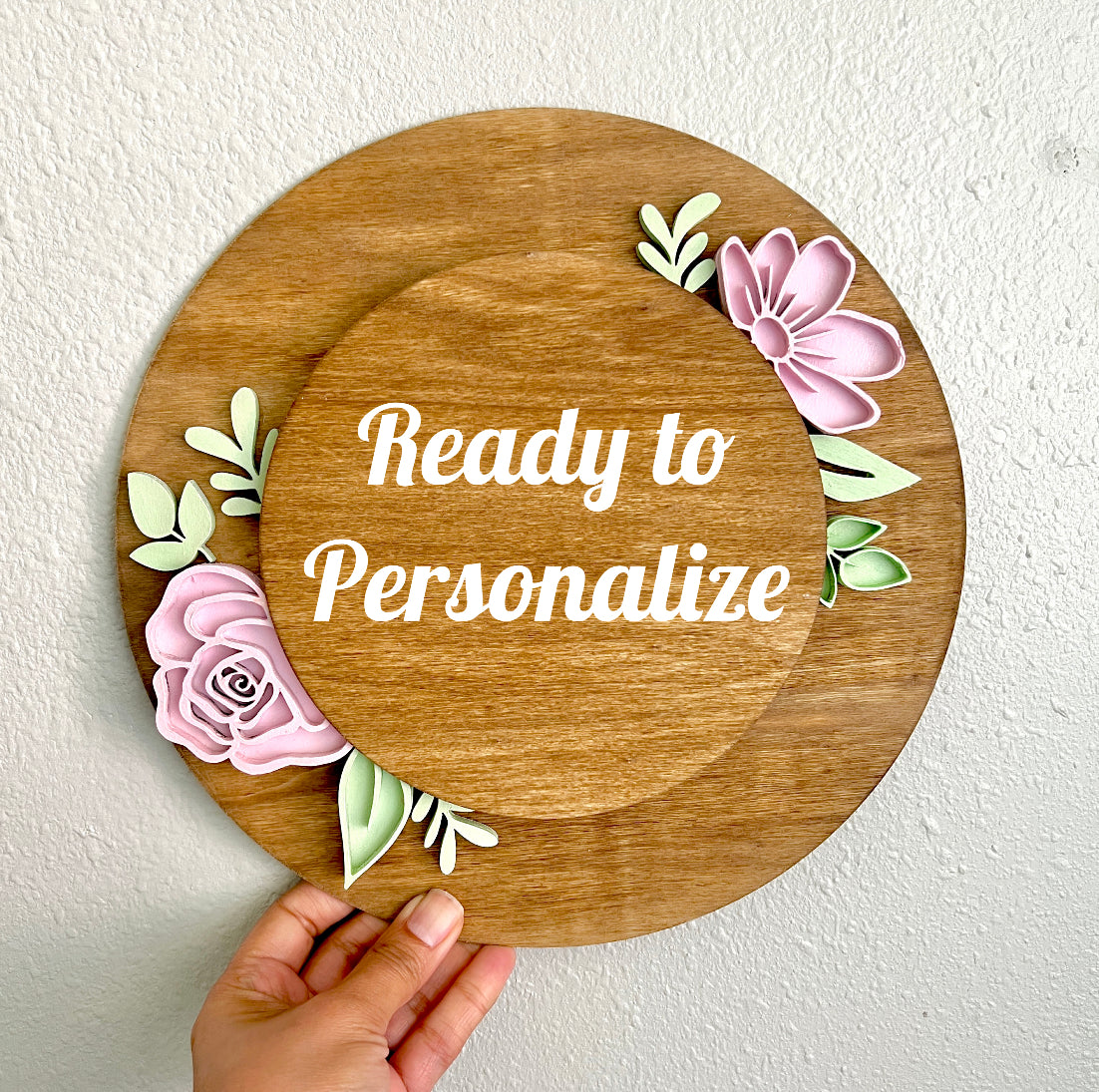 Small 2-Layer Floral Name Sign