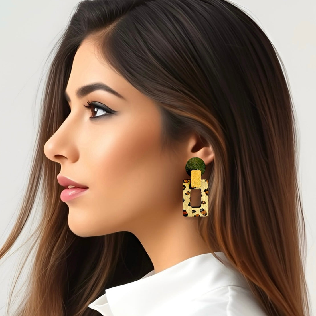 Fall Leopard Mix “Ellyn” Wood Earrings