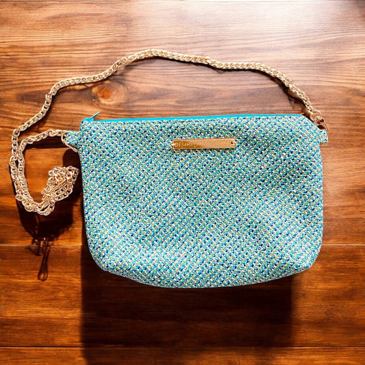 Turquoise Knit Purse