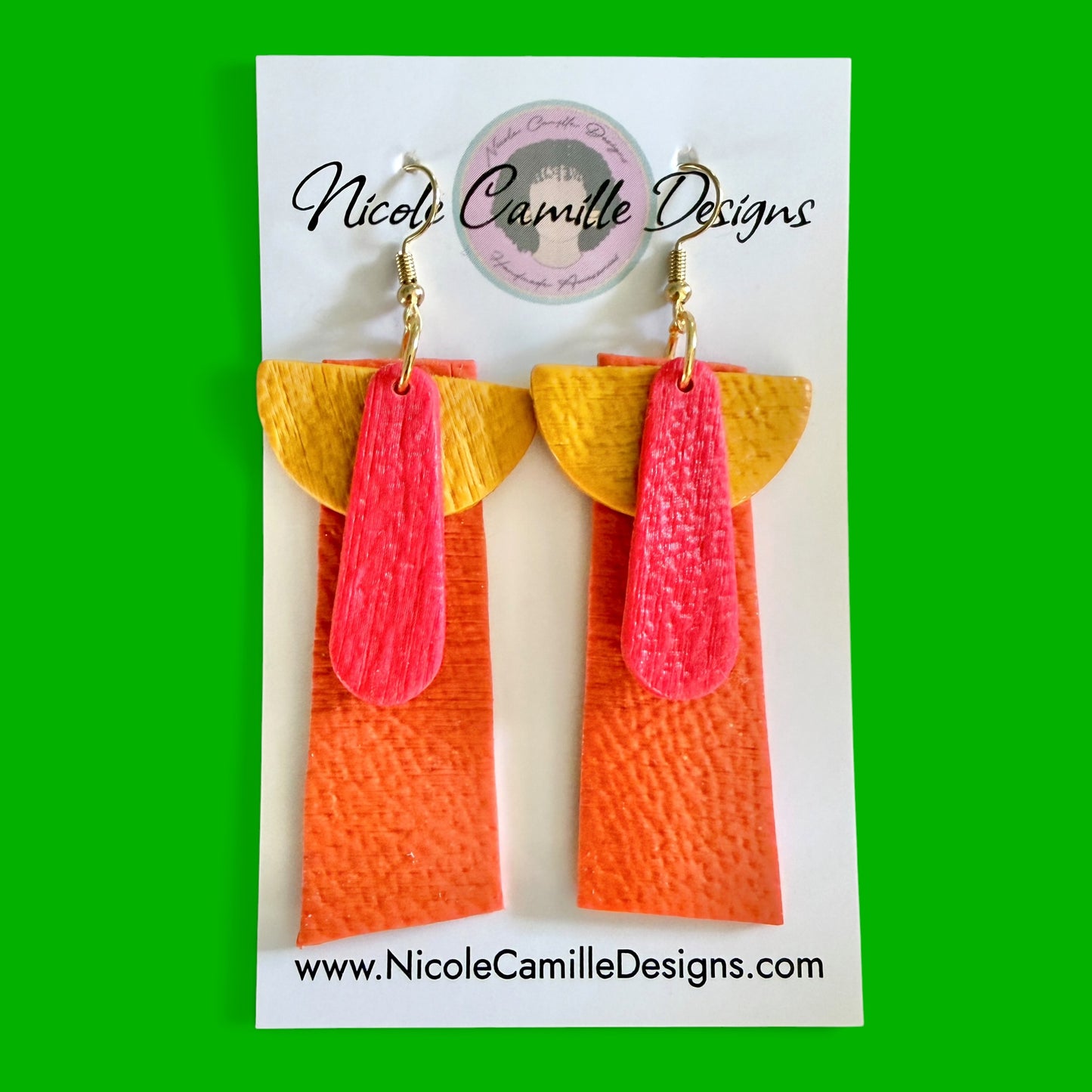 Layered Skinny Dangle Clay Earrings 2