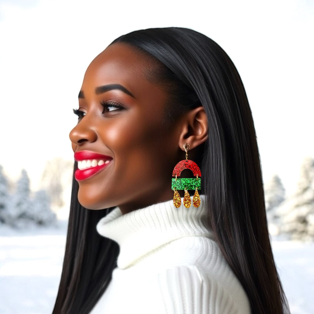 Christmas Glitter “Shianna” Resin Earrings