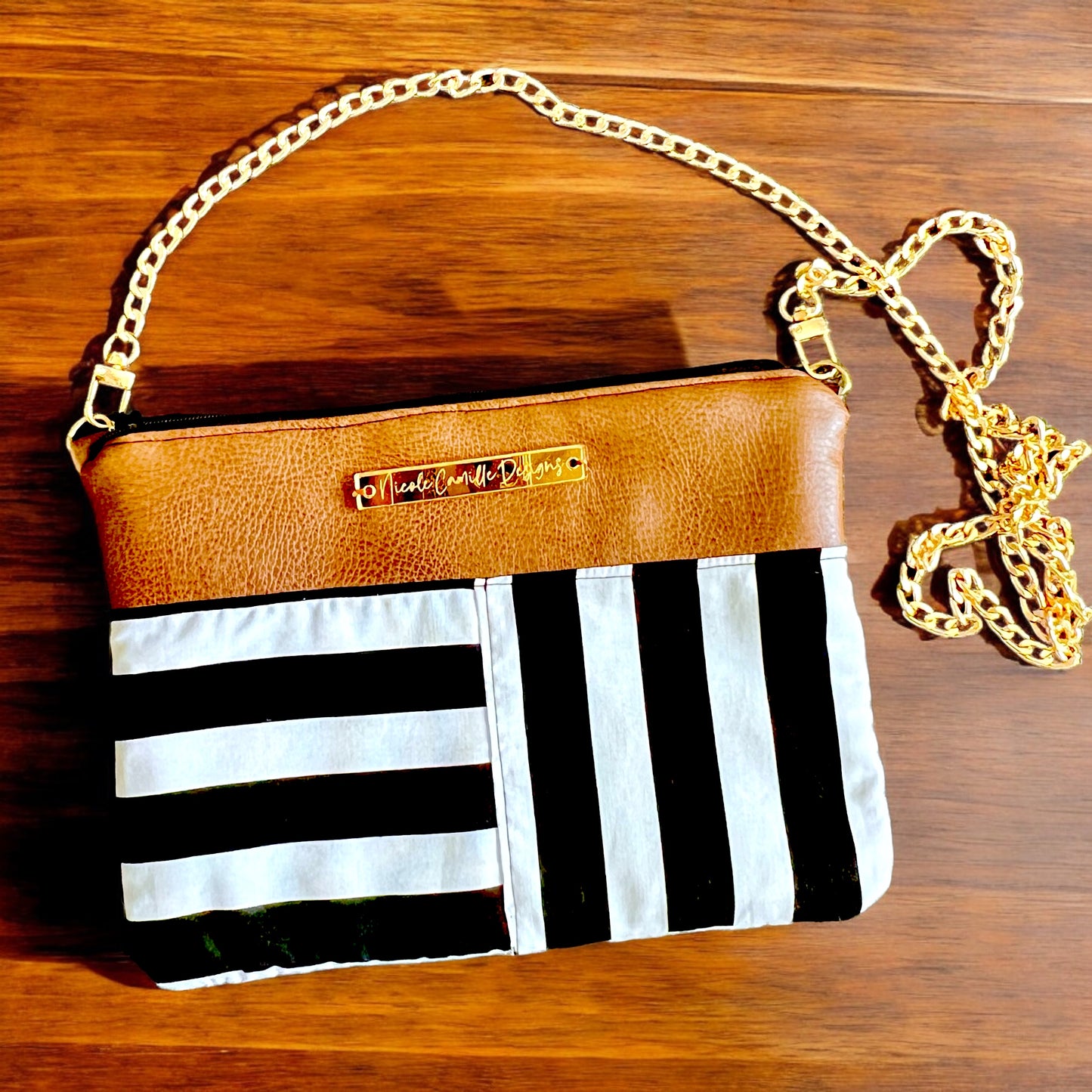 B/W Stripes Print “Karsyn” Crossbody Purse