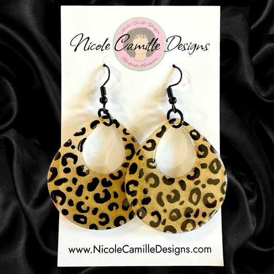 Cheetah Print Teardrop Resin Earrings