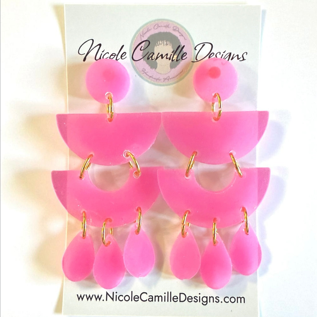 Pink “Barcelona” Resin Earrings