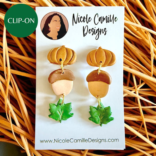 Fall Mix Dangles Clip-on Clay Earrings 2