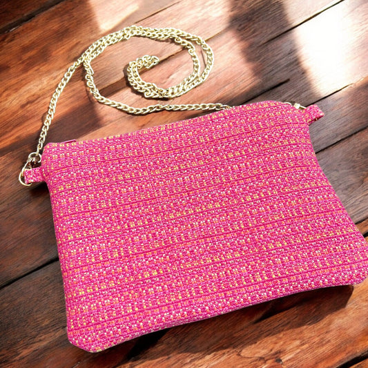 Pink Woven Cloth Purse