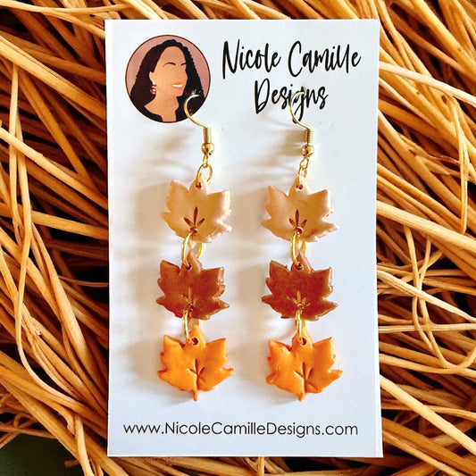 Fall Leaves Dangles Clay Earrings 1