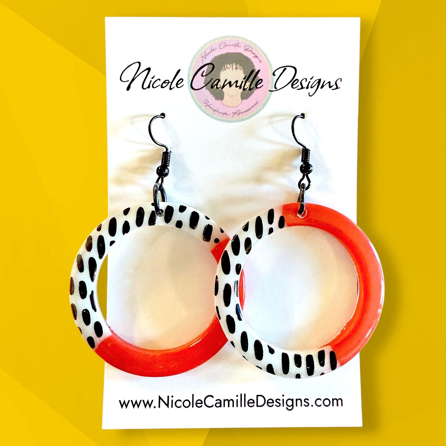 Coral Abstract Round Resin Earrings