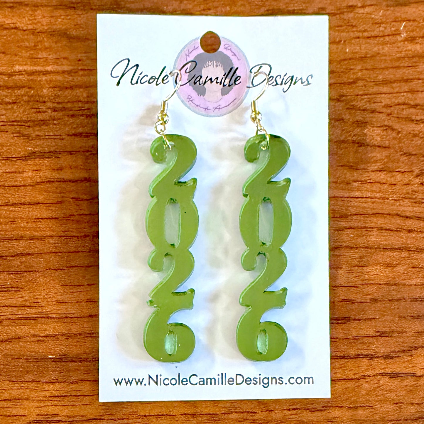 Avocado 2026 Mirror Acrylic Earrings