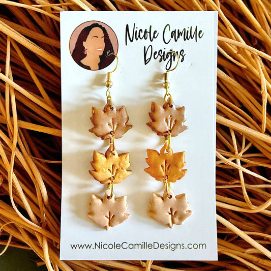 Fall Leaves Dangles Clay Earrings 2