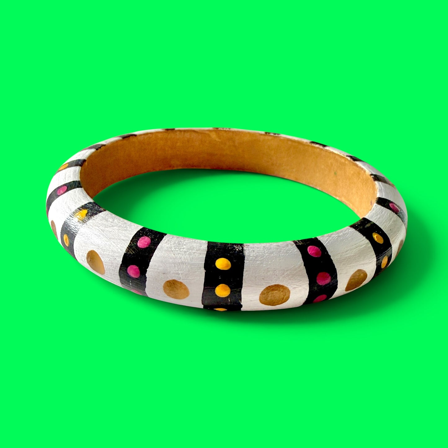B/W Skinny Wood Bangle Bracelet