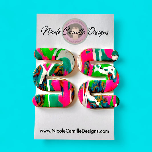 Multicolor Zigzag Clay Earrings