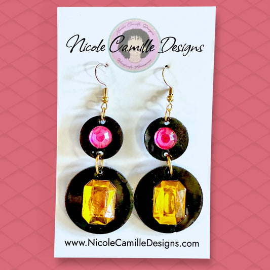 Black Jewel 2-Disc Resin Earrings