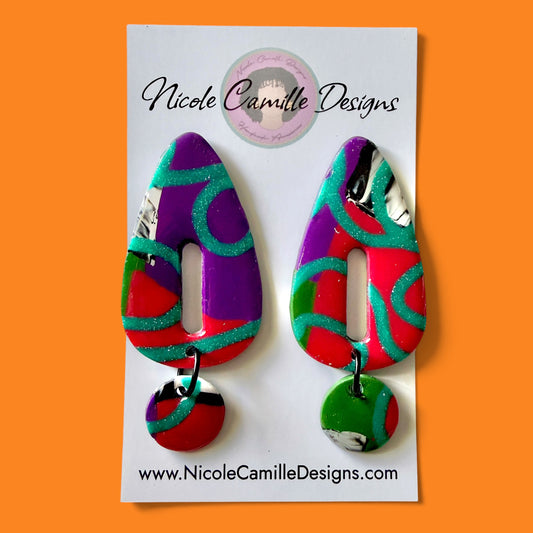 Bold Mix Triangle Dangle Clay Earrings
