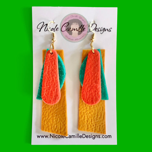 Layered Skinny Dangle Clay Earrings 3