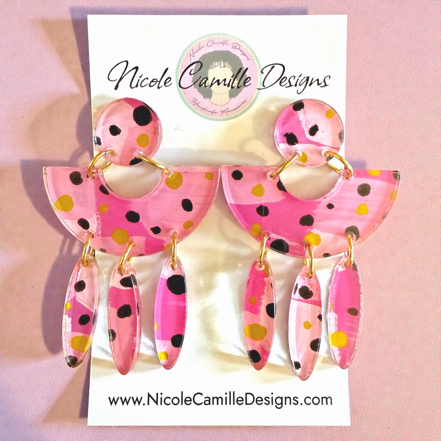 Pink Abstract “Pamela” Acrylic Earrings