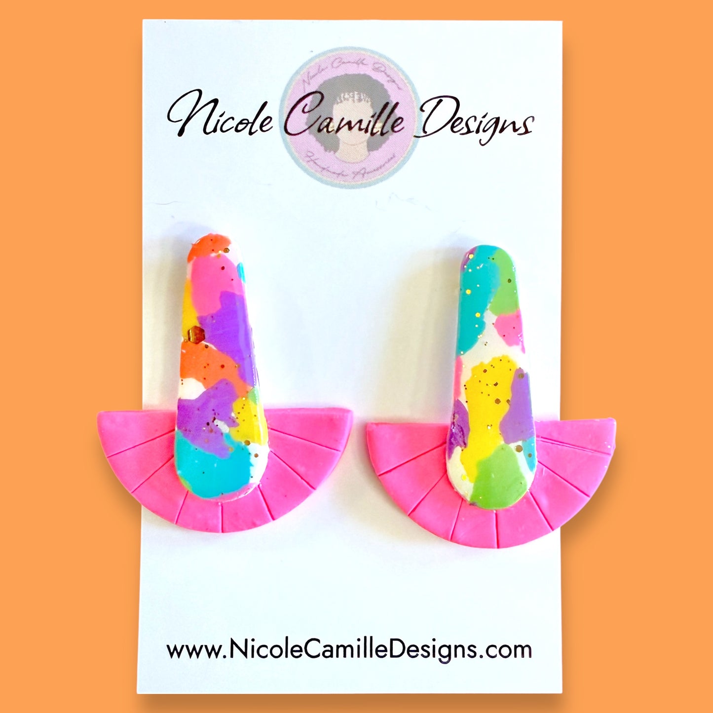 Colorful Patchwork Small Abstract Clay Earrings