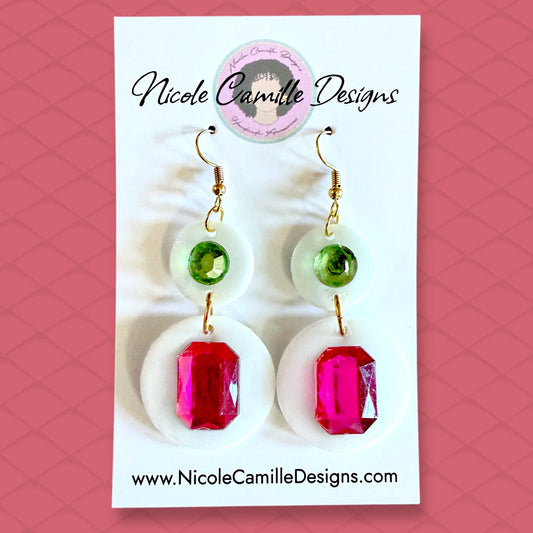 White Jewel 2-Disc Resin Earrings