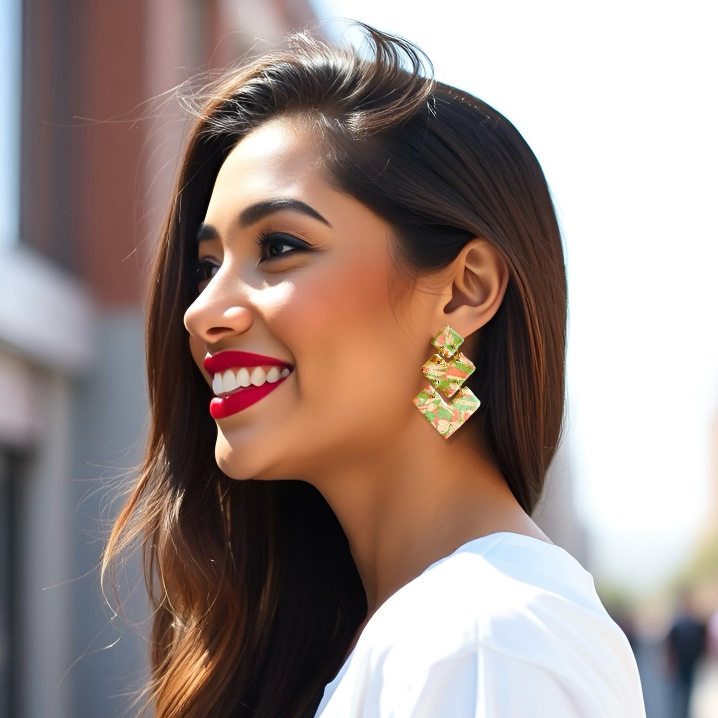 Sage & Orange “Cairo” Clay Earrings