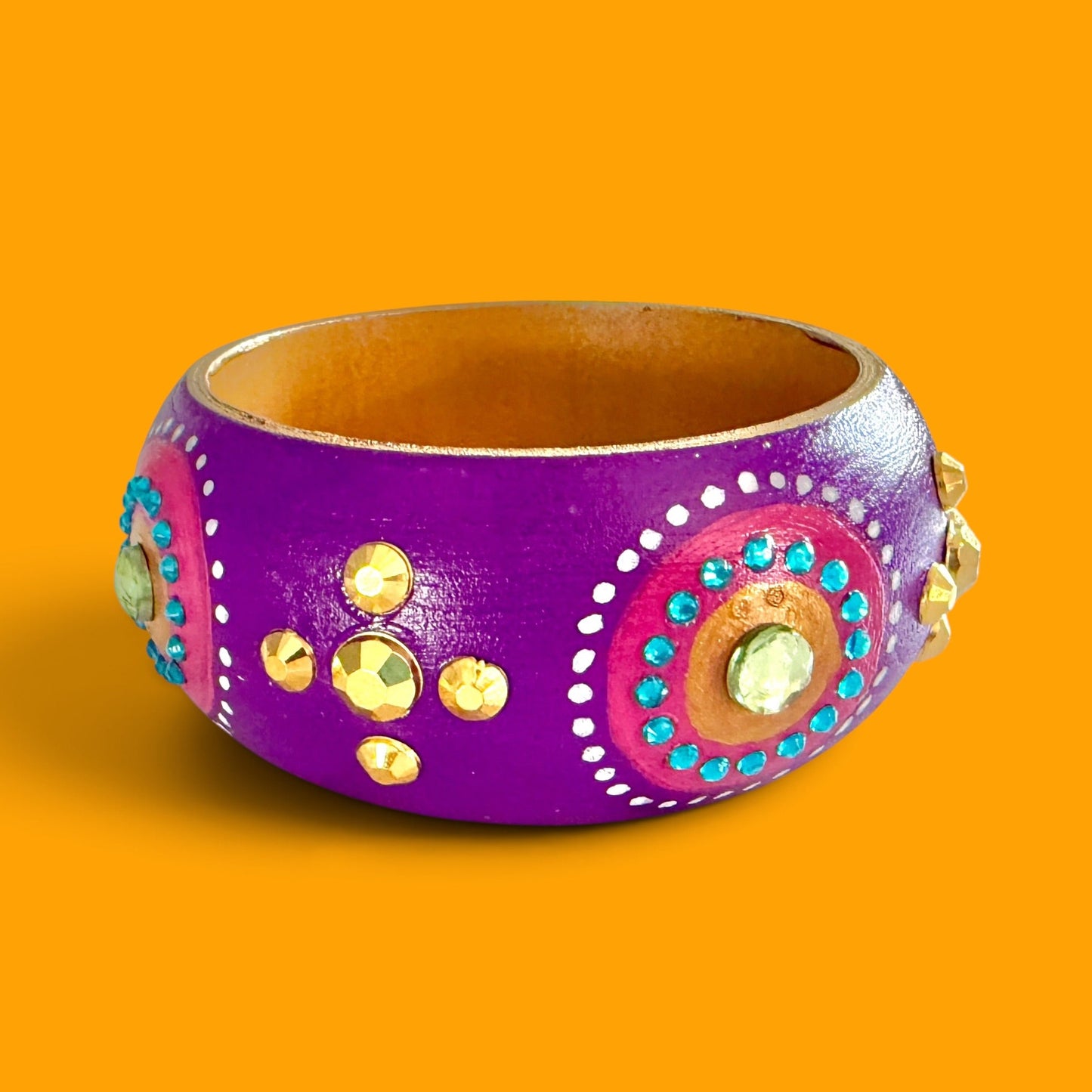 Purple Morocco Jumbo Wood Bangle Bracelet