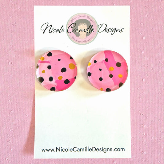 Pink Abstract Studs Acrylic Earrings