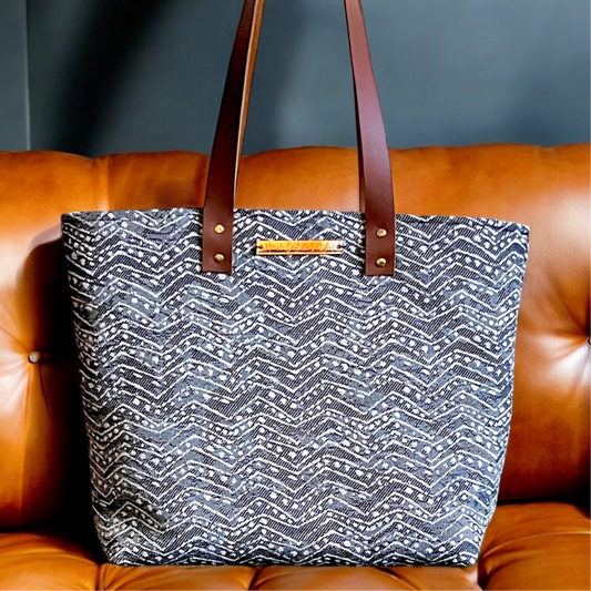 Charcoal Knit Print Tote