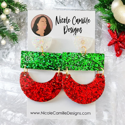 Christmas Glitter “Megan” Resin Earrings