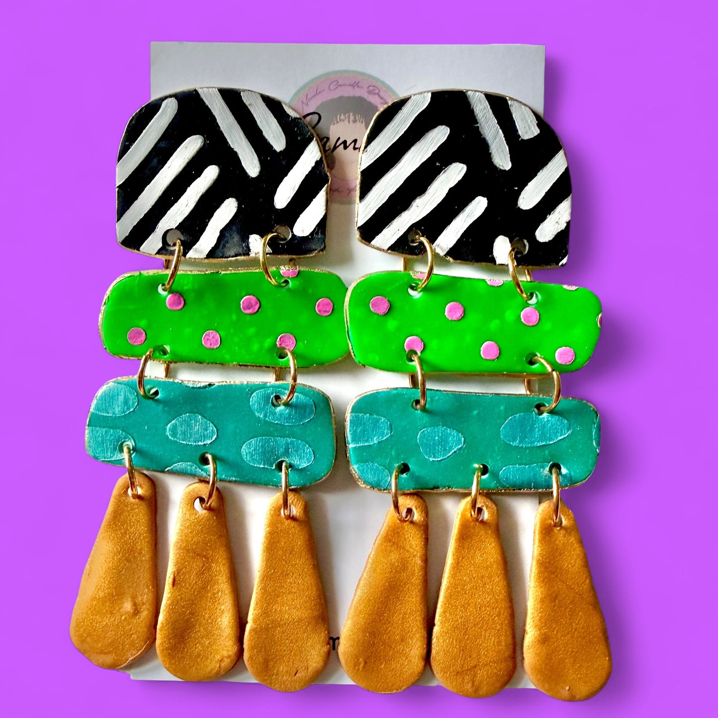 Abstract Boho Clay Earrings 1
