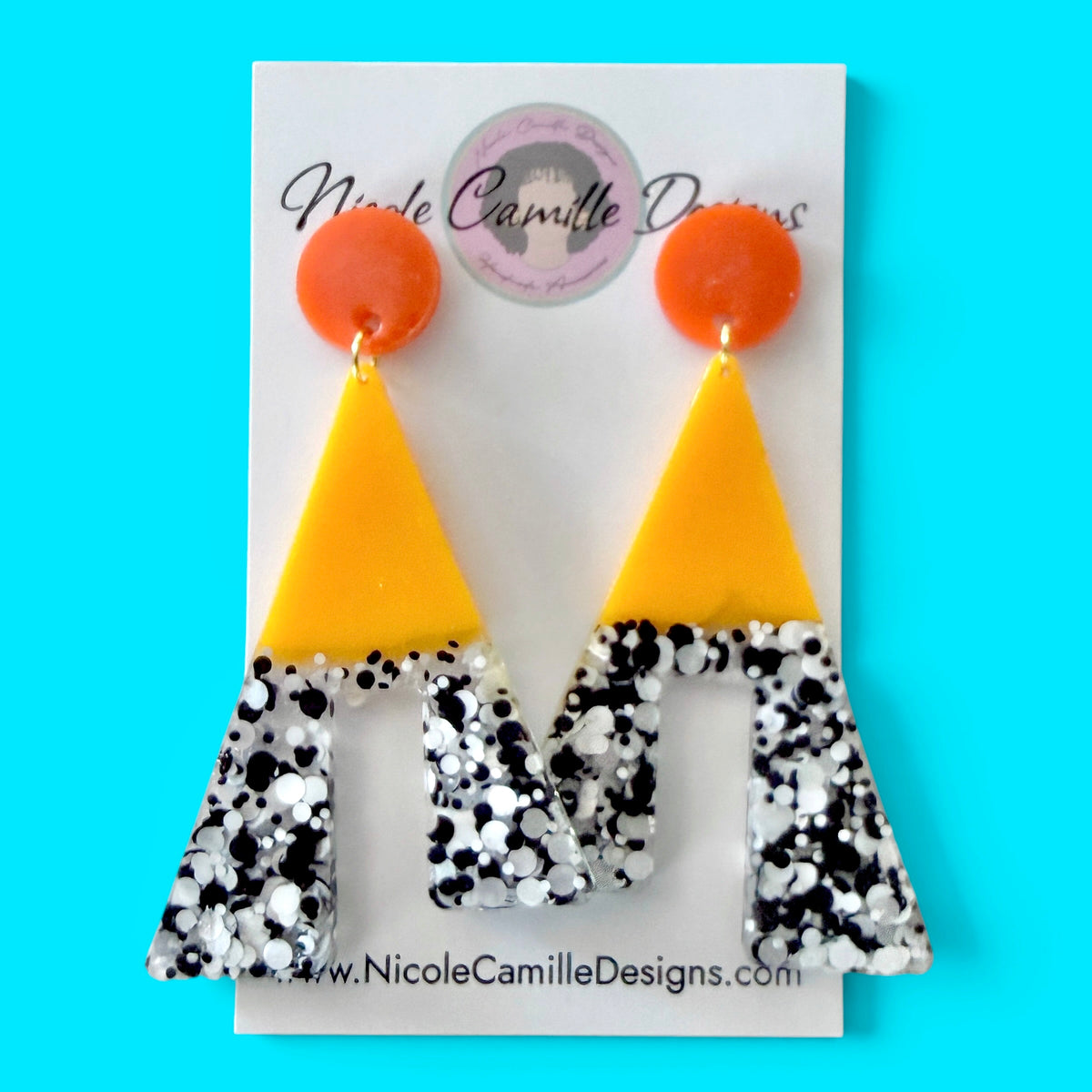Orange & Yellow Abstract Resin Earrings