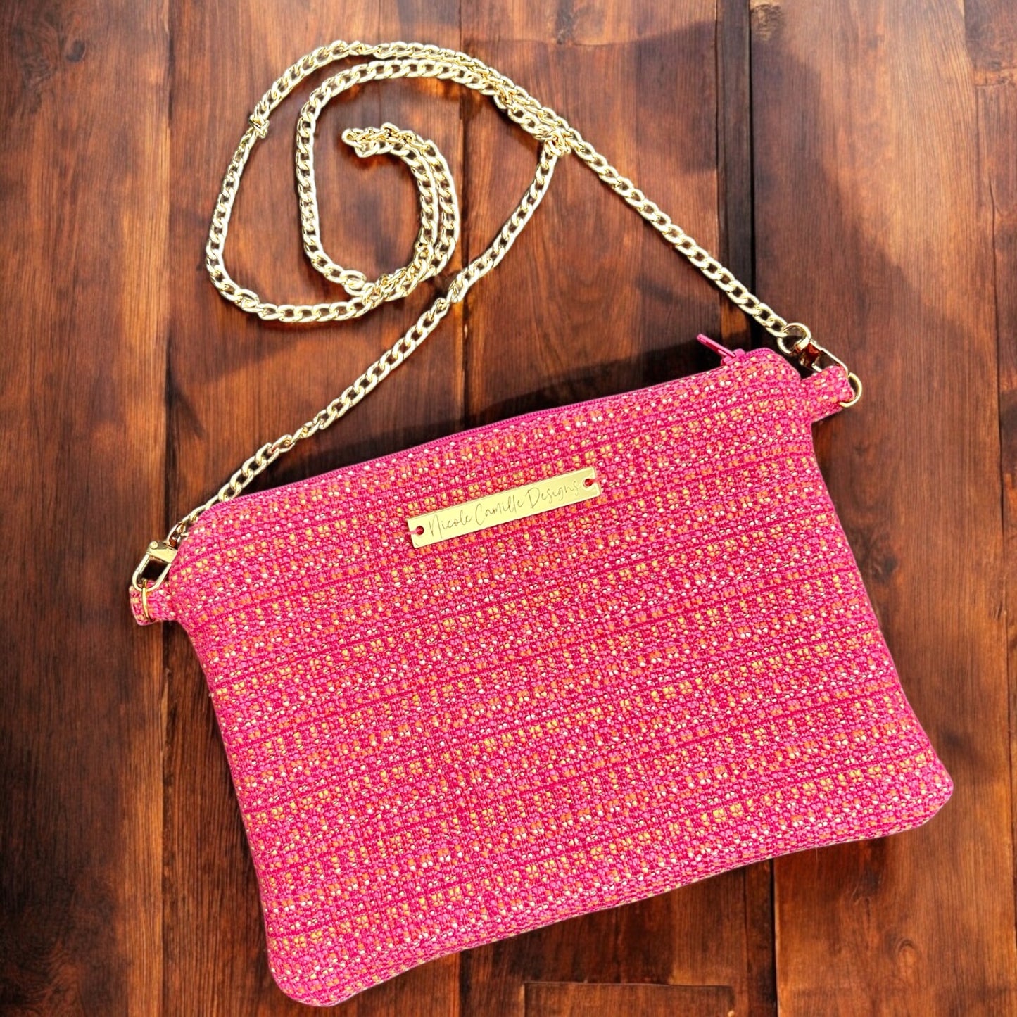 Pink Woven Cloth Purse