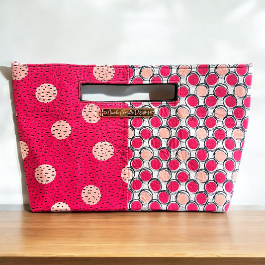 Fuschia Duo Geo Print Handbag