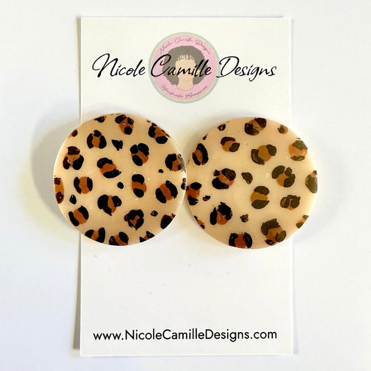 Leopard Jumbo Studs Resin Earrings