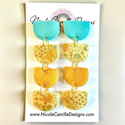 Fall Print Mini Arch Dangles Clay Earrings