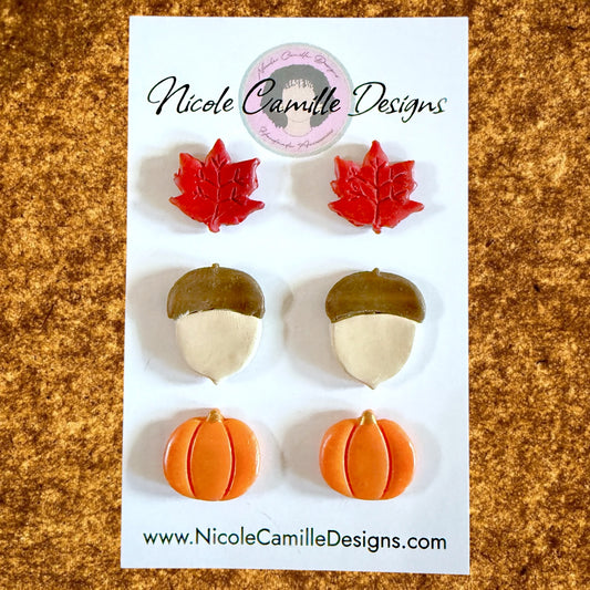 Fall Mix Studs Clay Earrings 2