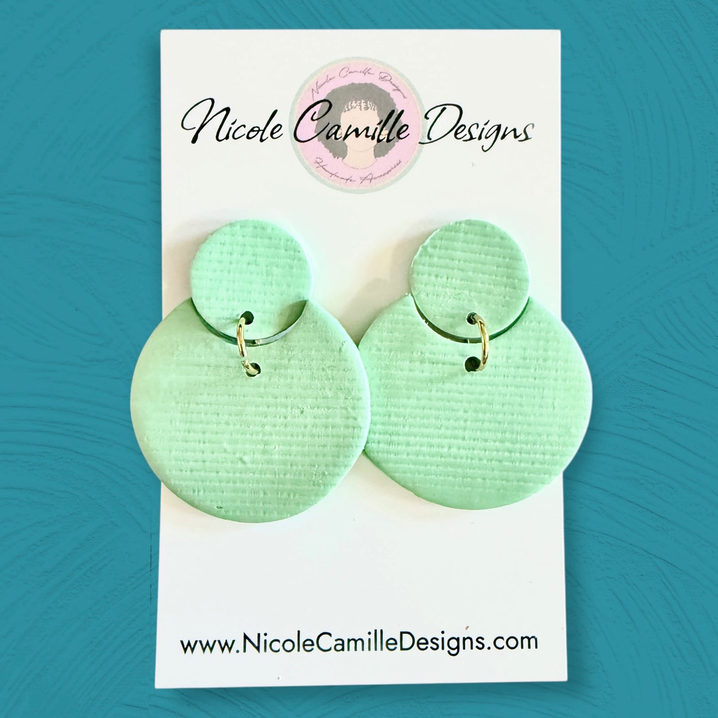 Mint Textured Geometric Clay Earrings